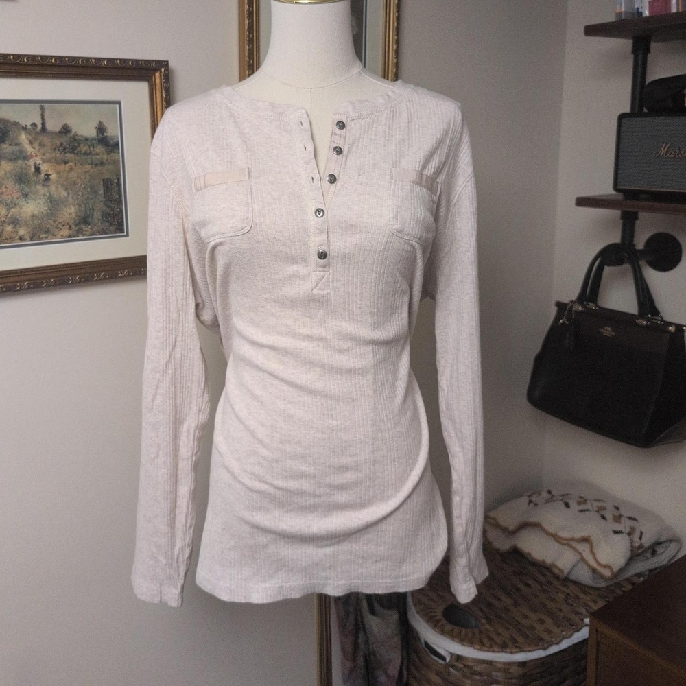 Chaps Women's Light Cream Button Down Shirt